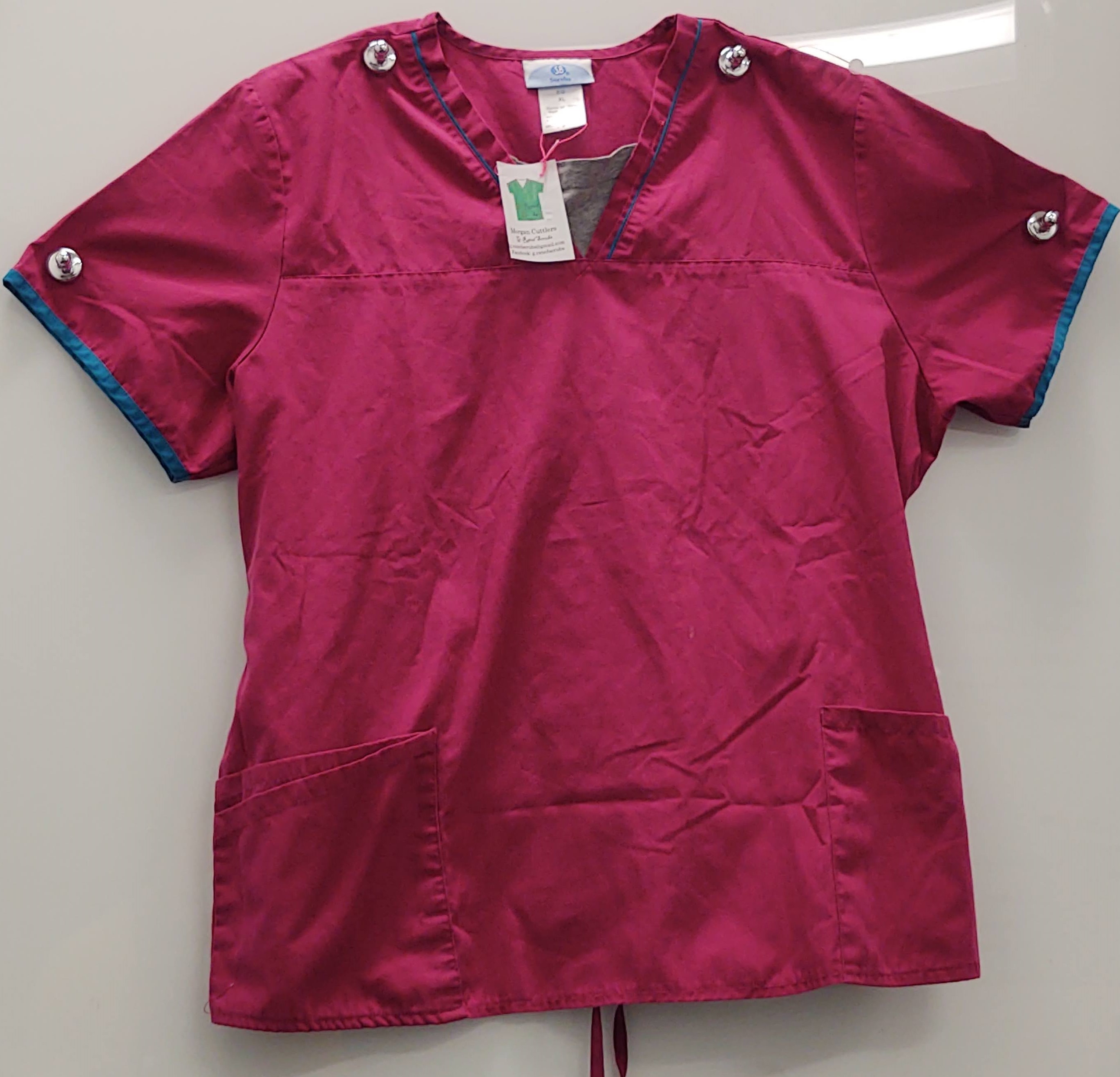 Magenta Scrub Top